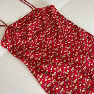 90s VTG Ditsy Floral Sheath Midi Dress, Ruffle, Square Neck, sz S, 90s Cool Girl